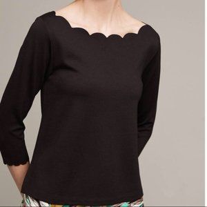 Anthropologie eri & ali scalloped scoop neck top